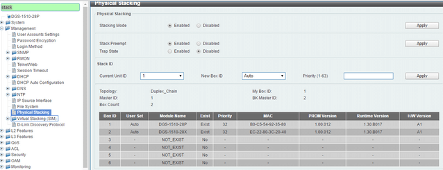 DGS-1510 Series setup the order of stack priority