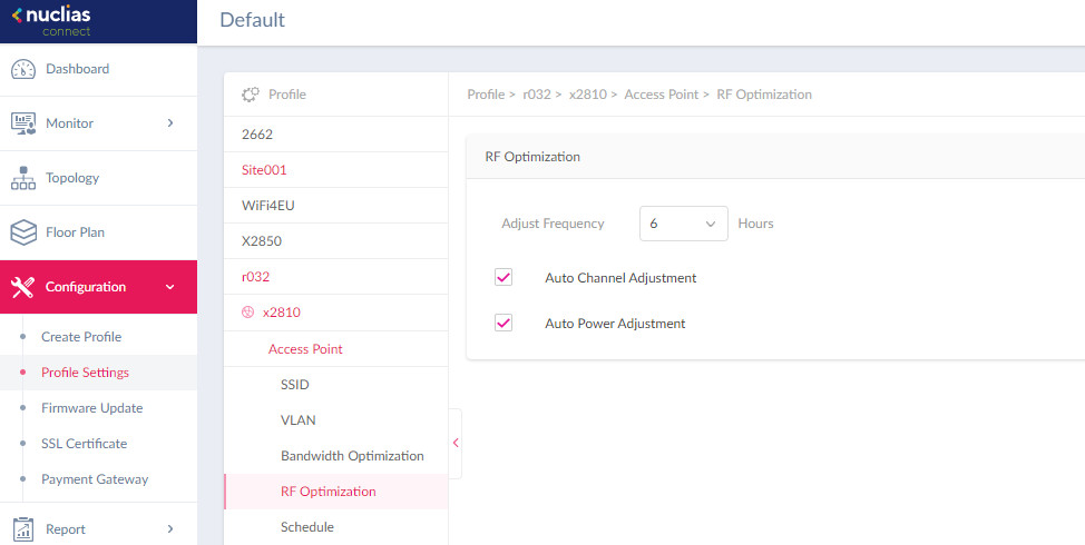 auto channel and power adjust